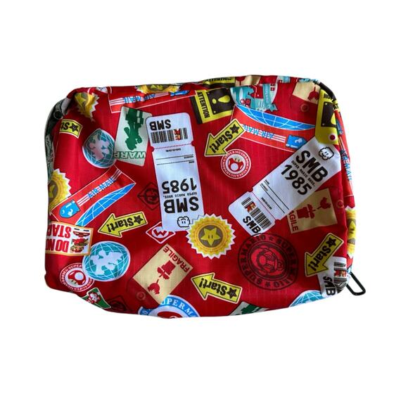 LESPORTSAC X Super Mario Bros Cosmetic Zip Pouch Red Pattern Nintendo Nylon Zip - Picture 1 of 9